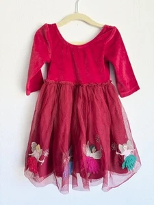 NUEVO Mini Boden 2-3Y Rojo Hadas Terciopelo Tul Fluido Princesa Vestido Niñas Vacaciones - Imagen 1 de 4