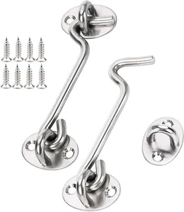 Stainless Steel Cabin Hook, Heavy Duty Eye Latch Lock, Swivel Small, Silver - Picture 1 of 7