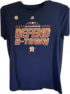 Youth Majestic HOUSTON ASTROS DEFEND H-TOWN AL West Champions T Shirt L 14-16 - Picture 1 of 5