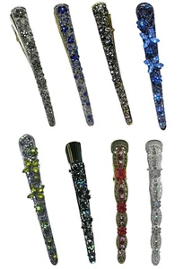Set of 8 JCGY Alligator Duckbill Beak Clips Long Metal Hairclips Combo 4 Styles - Picture 1 of 2
