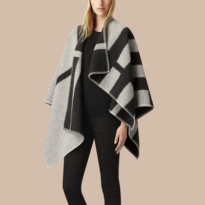 Nuevo con etiquetas Poncho Burberry Prorsum Mega Check Lana Cachemira Capa Escocia Blanco Natural Foto 1 de 4