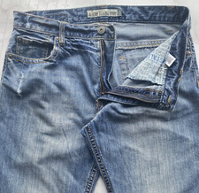 Aeropostale Size 36x32 (37x31) Blue Distressed Straight Leg Men's Denim Jeans