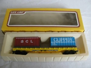 Vintage Life Like HO Scale MTTX Flat Car w/ Clipper & ACL Containers #8442 NIB - Picture 1 of 11