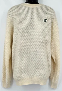 Bobby Jones Mens Pullover Crew Neck Cable Knit Golf Sweater Large Ivory Alpaca - Picture 1 of 15