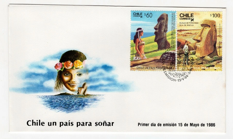 CHILE 1986 Isla de Pascua Easter Island Moai FDC scarce modern item - Image 1 of 1