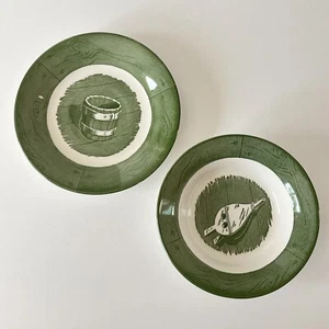 Royal China COLONIAL HOMESTEAD Dessert Plate Ice Cream Bowl GREEN Early American - Picture 1 of 8