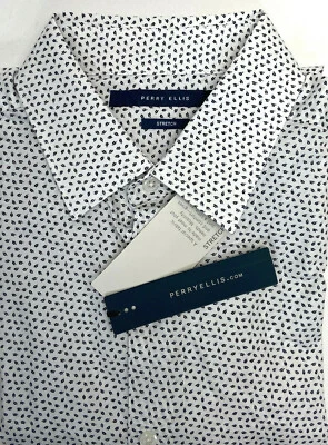 $79.50 Perry Ellis Para hombres Ditsy Estampado Floral Manga Larga Elastizado Blanco [M] Foto 1 de 2