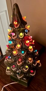 Lighted Glimmer Ceramic Christmas Tree With 51 lights 17.25” Vintage With Box 5M - Picture 1 of 5