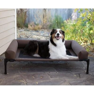 Pet Cot Large Bed 30 in. x 42 in. x 7 in. Chocolate Mesh Original Bolster - Picture 1 of 8