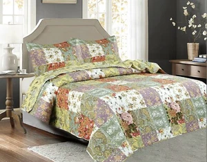 Legacy Decor 3 PCS Paisley Stitched Reversible Lightweight Bedspread - Picture 1 of 7