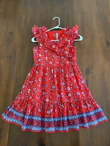 Janie and Jack Girls Size 12 / Floral Ruffle Trim Dress, Red Floral - Picture 1 of 3
