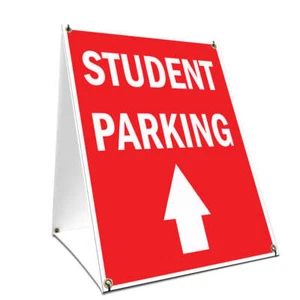 A-frame Sidewalk Student Parking With Up Arrow Sign With Graphics On Each Side - Picture 1 of 3