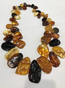 Large Pieces of Mixed Colored Baltic Amber ~ 24" Necklace - Picture 1 of 10