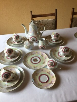 Tassenservice Nymphenmotiv Henneberg Perlmutt  - Bild 1 von 4