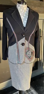 Designer suit dogtooth houndstooth check size 12 14 - Picture 1 of 10