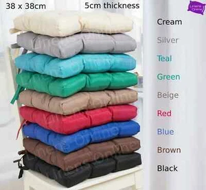 Thick Chair Seat Cushions Pads Square Tie On Garden for Dining Kitchen Chairs - Picture 1 of 10