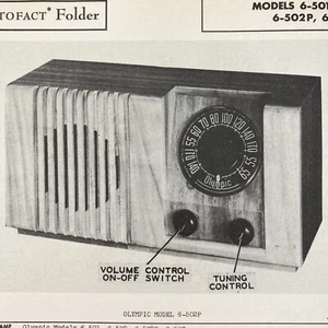 1946 Olympic Radio Model 6-501 2 3 Wire Schematic Repair Manual Vintage Original - Picture 1 of 2