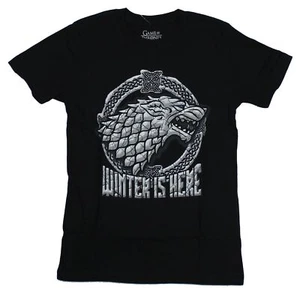 Game of Thrones Adult New T-Shirt - Stark Head Winter Is Here Cast Style Pic - Picture 1 of 1