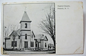 1908 Baptist Church, Pulaski, N.Y. Postcard - Picture 1 of 2