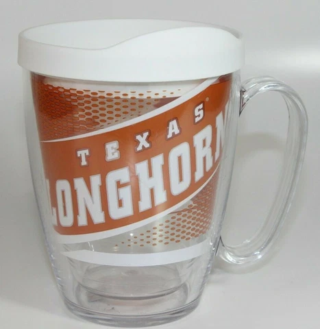 Texas Longhorns Tervis Travel Mug with Lid 16oz Tumbler Logo Sippy Cup Cover