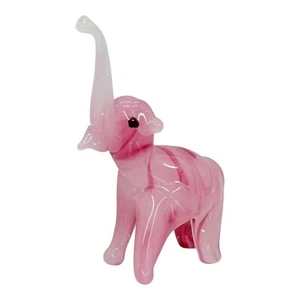 Rosa Glas Elefant Figur mundgeblasen Kunst Glas Tier Sammlerstück Deko - Bild 1 von 6