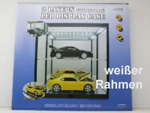Scatola Trasparente Vetrina Illuminazione LED U.Spiegelboden Bianco per 1:18 - Foto 1 di 2