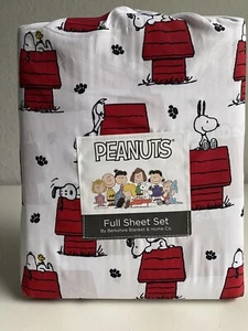 Juego de sábanas de tamaño completo de 4 piezas PEANUTS Snoopy Doghouse súper suaves blancas rojas patas NUEVO - Imagen 1 de 13
