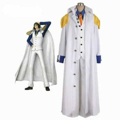 ¡Nuevo! Disfraz de cosplay blanco de una pieza de Aokiji para adultos Disfraz de marines de una pieza # Foto 1 de 4