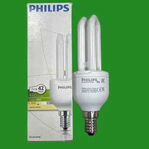 1x 8W (=42W) Philips CFL Stick Light Bulb Low Energy Small Screw SES E14 Lamp - Picture 1 of 4