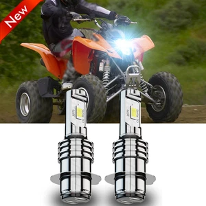 For Kawasaki Bayou 220 250 300 400 KLF220A LED Headlight Bulbs H6M P15D White - Foto 1 di 19