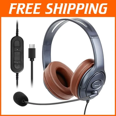 USB-C Over-Ear Headphones with Mic & Noise Cancellation - Image 1 of 4