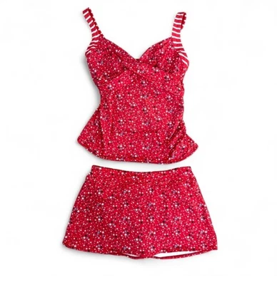 Pantalón Corto Tankini Lands End Mujer 12 Estrellas Rojas Patriótico Verano Vacaciones Preppy Foto 1 de 4