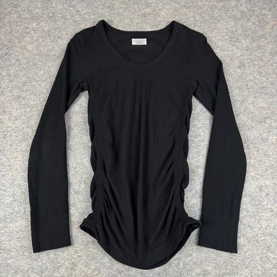 Athleta Shirt Long Sleeve Rouched Sides Black Womens Small S - Image 1 of 4