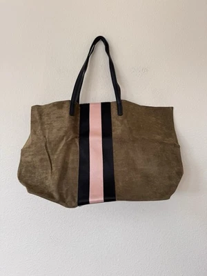 Bolso de Mano Neiman Marcus Para Mujer de Terciopelo Verde Rosa Rayas Forro de Cuero Sintético Foto 1 de 4