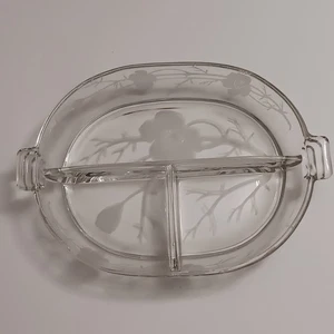 Mikasa Savoir Vivre Glass, Divided Relish Tray, Flower Pattern, Used - Picture 1 of 13