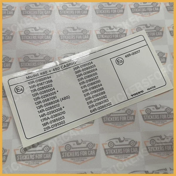 Etiqueta de presión de neumáticos Volvo 464706 Foto 1 de 1