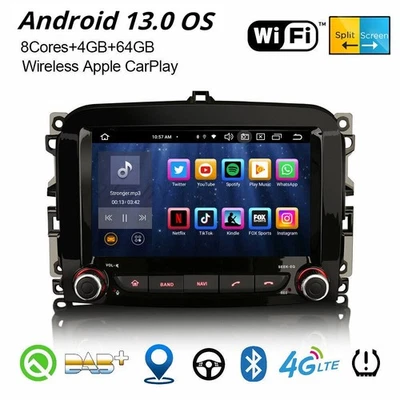 64GB Android 14 Fiat 500L 2012-2017 DAB+ Autoradio Navi Carplay 8-Kern CANBus 4G - Bild 1 von 4