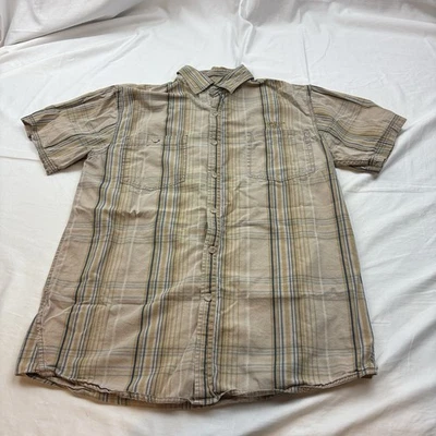 Caterpillar (CAT) Men's Brown Plaid 100% Cotton Button Shirt M Short Sleeve - Image 1 of 4
