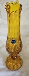 MCM Swung Vase Moon Stars Amber Kanawha Glass 10.5” Vibrant Mid Century Rare - Picture 1 of 9