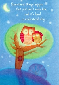 Cute ENCOURAGEMENT & SUPPORT Card FOR SOMEONE SAD, Owl Cuddle by Hallmark +✉ - Picture 1 of 5