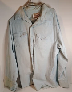 Woolrich Shirt Mens Large Gray Pearl Snap Button Up Cotton Pockets Western XXL - Picture 1 of 10