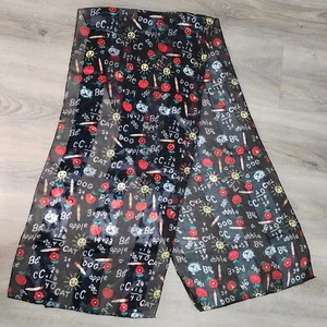 Scarf Women's Sheer Teacher Math 58x13" Fashion Black Multi-color Back To School - Picture 1 of 7