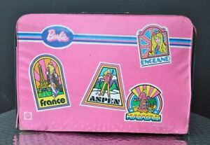 VTG Mattel Barbie 1971 World Travel Case Pink 16"x11"x5" suitcase zip close 4295