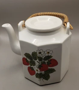 Vintage McCoy Strawberry Country Pottery Teapot #1838 Stoneware 1970s - Picture 1 of 9