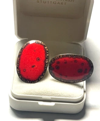 Vintage Emaille Manschettenknöpfe Bunge Schibensky Scholz Lammel midcentury Ära - Bild 1 von 4