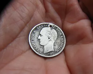 GRECIA Moneda de 1 Dracma 1873 PLATA -agujerito- - Imagen 1 de 2