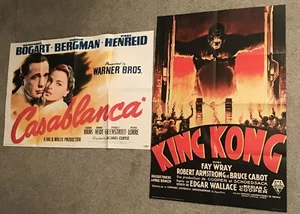 KING KONG FRENCH GATES FIRE 1933 & CASABLANCA 1942 CLASSIC 24x36 REPRO POSTERS - Picture 1 of 6