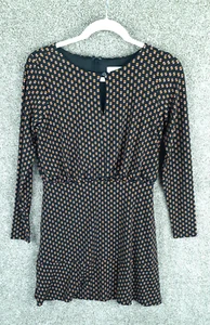 Ann Taylor Loft Floral Knit Dress Womens 0P Black Pink Yellow Long Sleeve A-Line - Picture 1 of 7