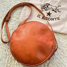 IL BISONTE Shoulder bag Brown leather round logo From Japan