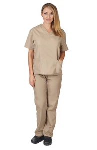 Khaki Scrub Set Jail Convict Orange is the New Black Halloween Costume Dress Up - Picture 1 of 14